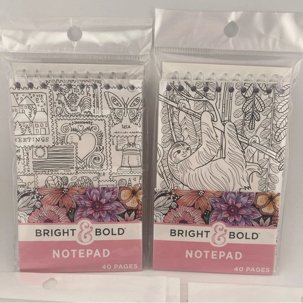 Adult Coloring Stationary Set Post Cards Notepads 8 Packs Flowers Animals Shells